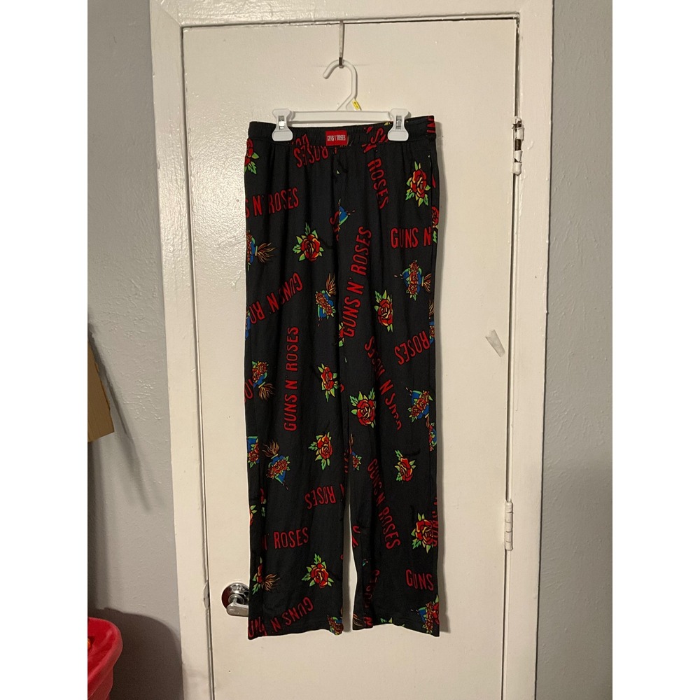 Guns N Roses All Over Print Lounge Pants Black Red XS LZ16112BM Band Pajamas